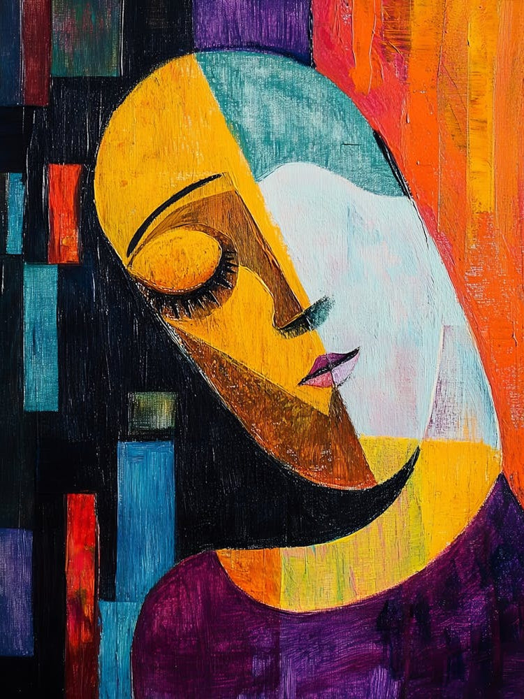 Acrylic Color Abstract Triangle Curve Square Circle Person