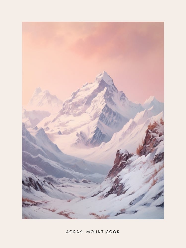 Dreamy Winter National Park Poster  Aoraki Mount Cook National Park New Zealand 3
