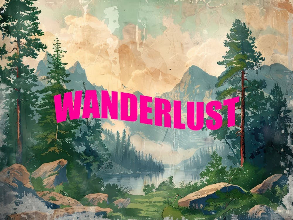 Pink Wanderlust Poster Vintage Retro Woods 5