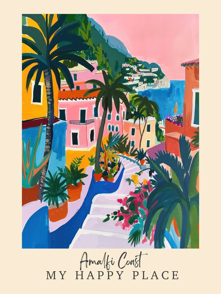 My Happy Place Amalfi Coast 6 Travel Poster