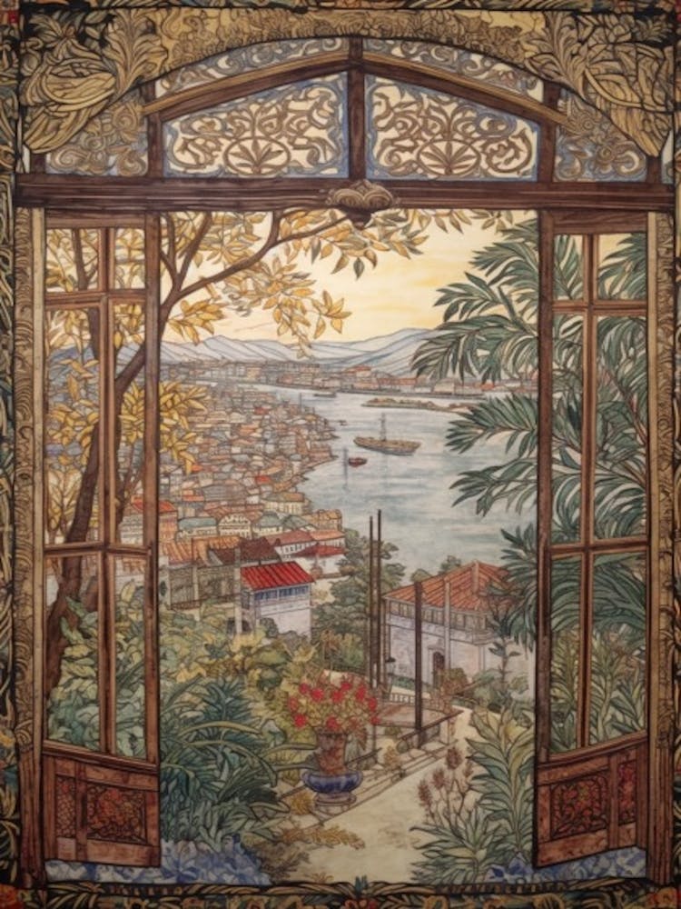 A Window View Of Rio De Janeiro In The Style Of Art Nouveau 1