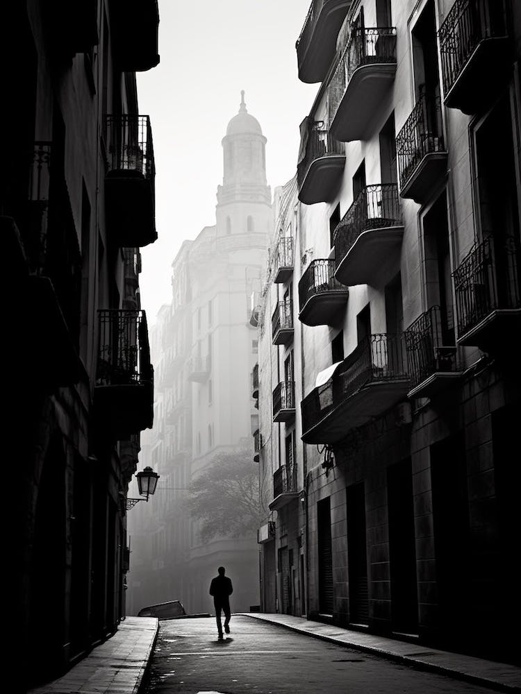 Barcelona, Black And White Analogue Photograph 3