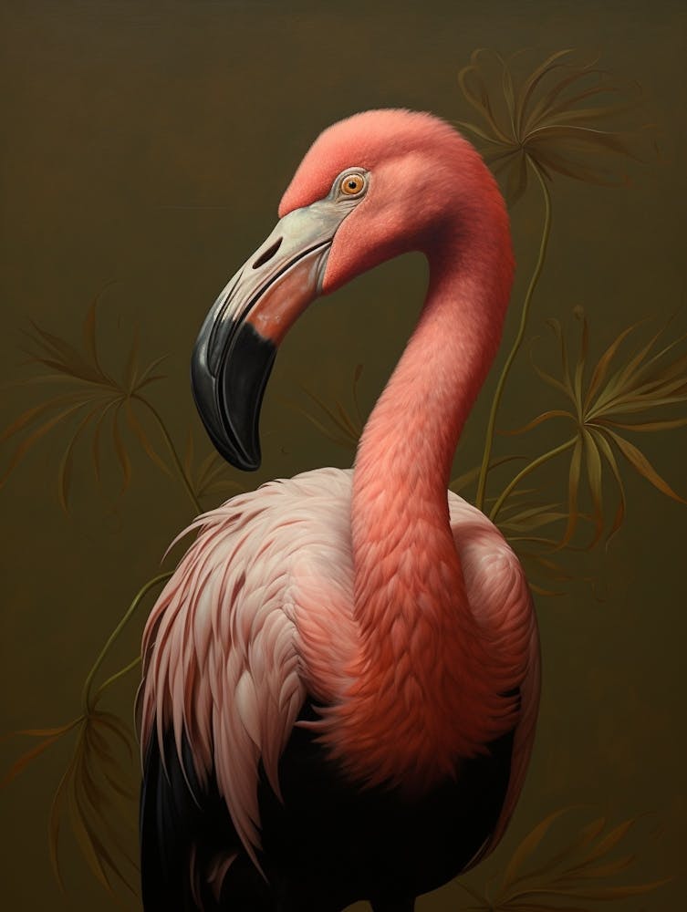 Dark And Moody Botanical Flamingo 2