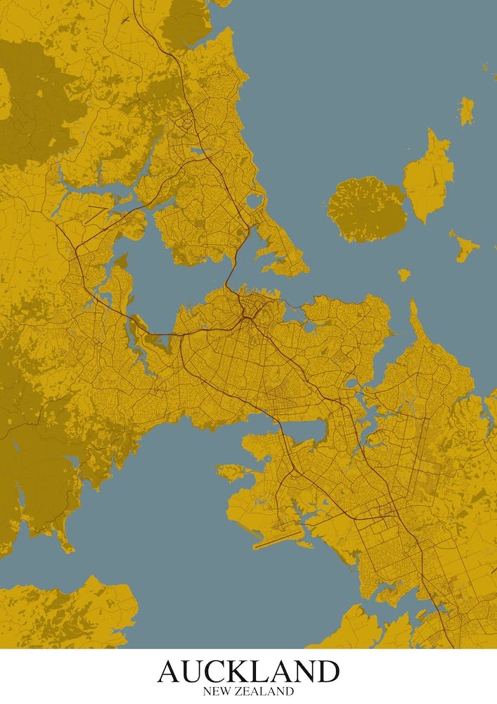 Auckland Jaune Bleu Carte