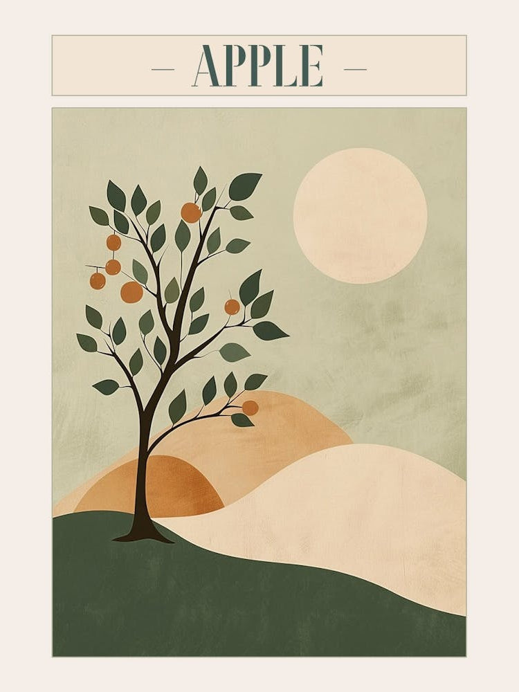 Apple Tree Minimal Japandi Illustration 3 Poster