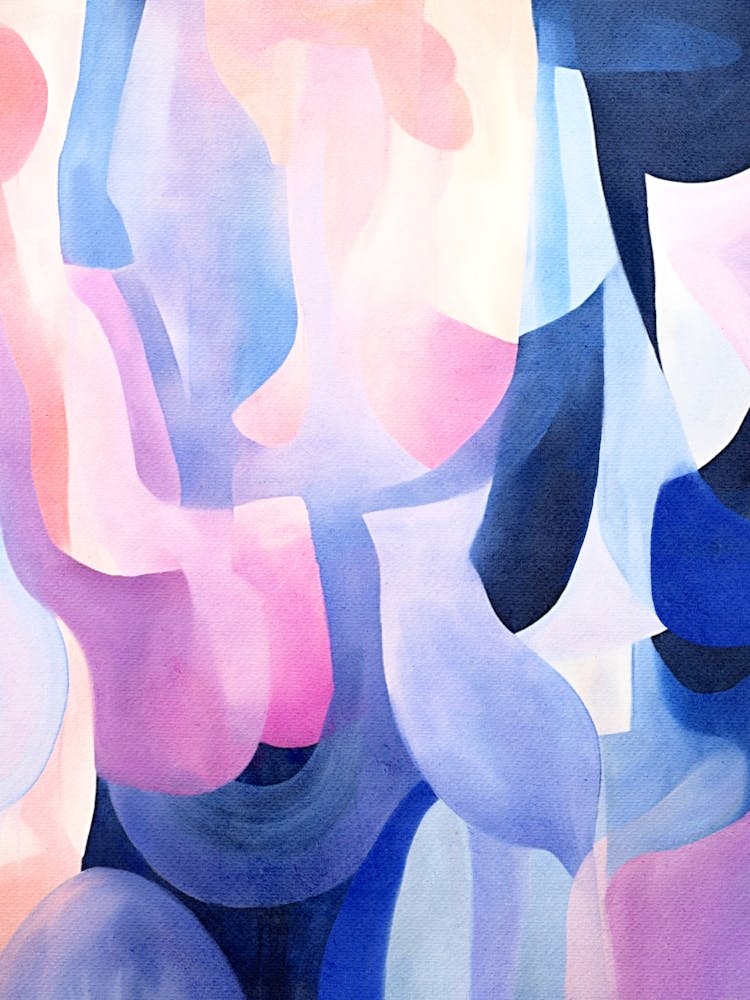 Purple and Blue Abstract. Oil Painting