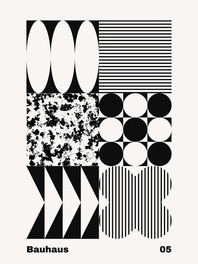 Geometric Bauhaus Poster B&W 5