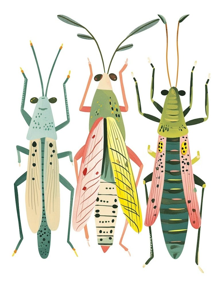 Colourful Insect Illustration Grasshopper 1