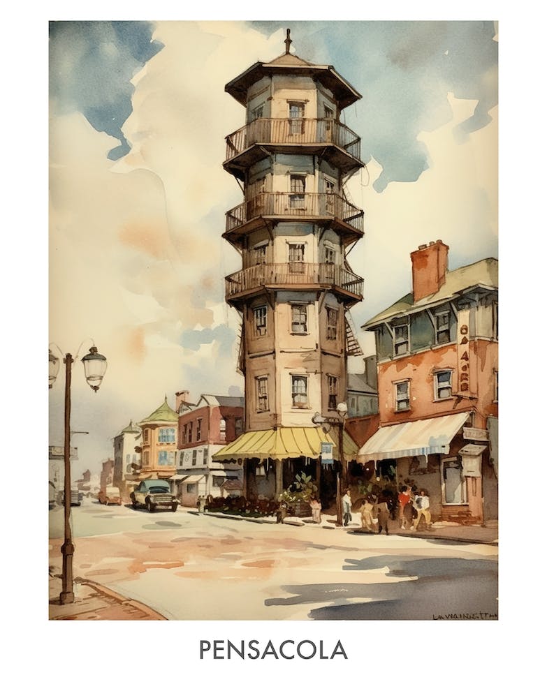 Pensacola Watercolor 3travel Poster