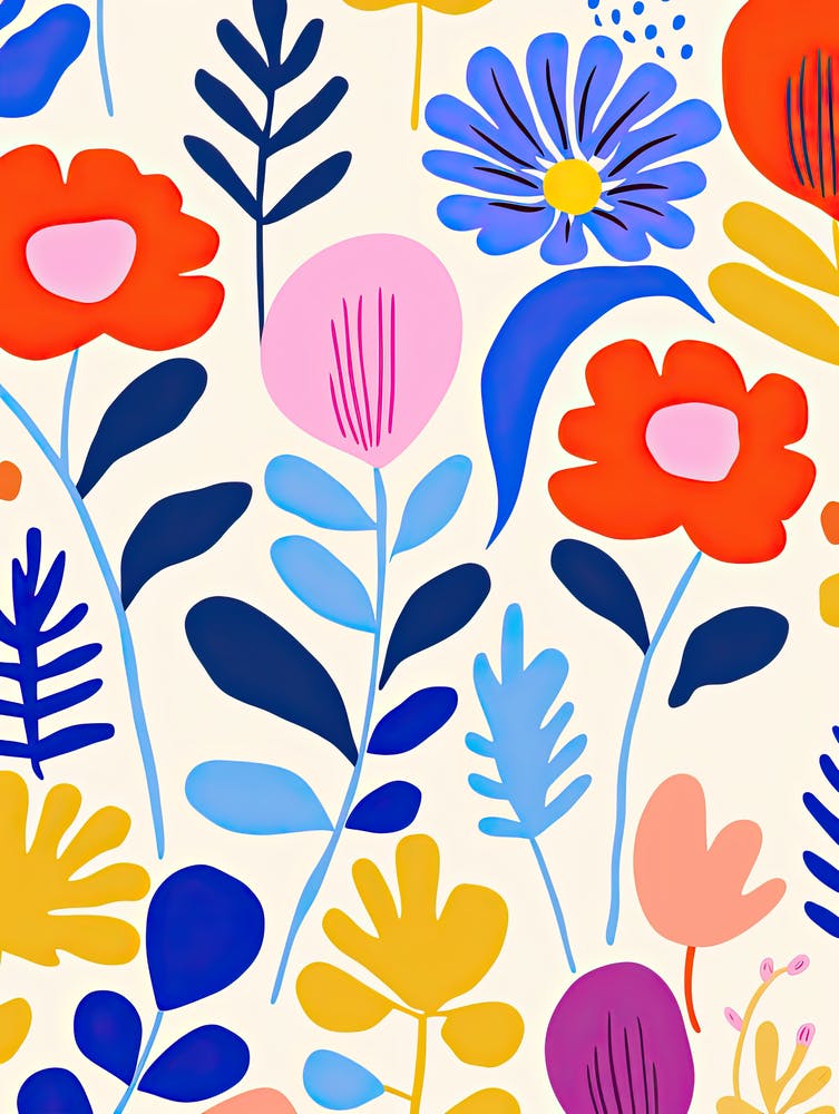 Market Melody: Henri Matisse's style Colorful Ode to Flowers