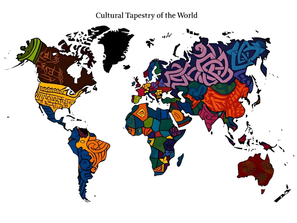 Cultural Tapestry of the World Map - Diverse Global Patterns