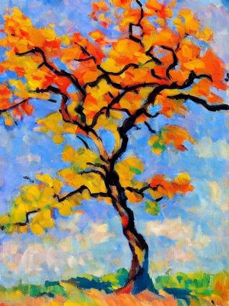 Quercus Rubra tree Abstract Block Colour