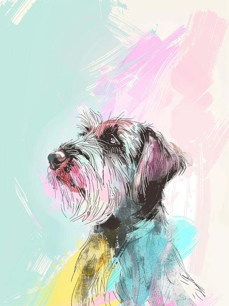Wirehaired Pointing Griffon Dog Watercolour Illustration