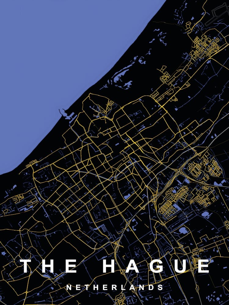 The Hague Netherlands City Map Black and Gold