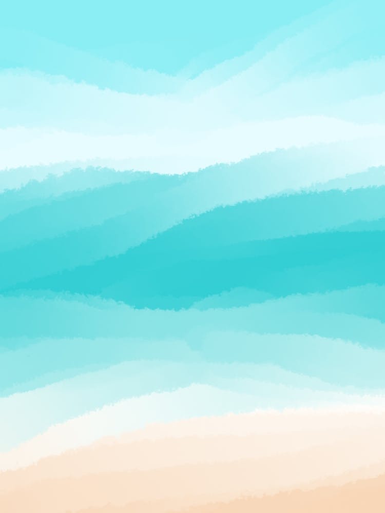 Minimal art abstract watercolor painting calm blue waves