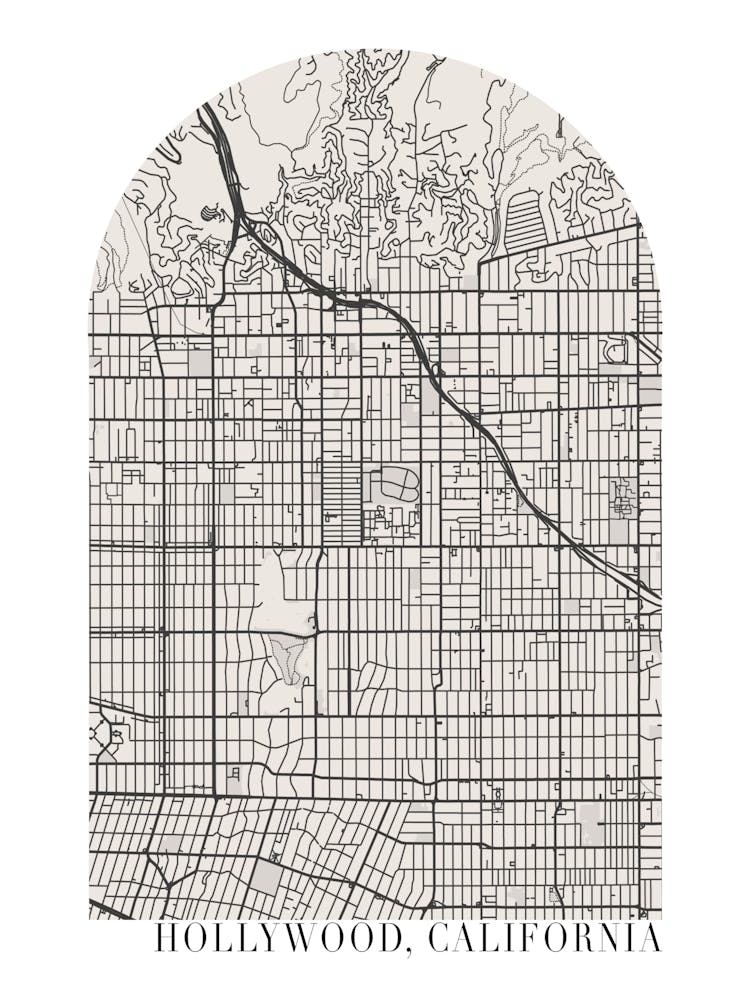 Hollywood California Boho Minimal Arch Street Map 1