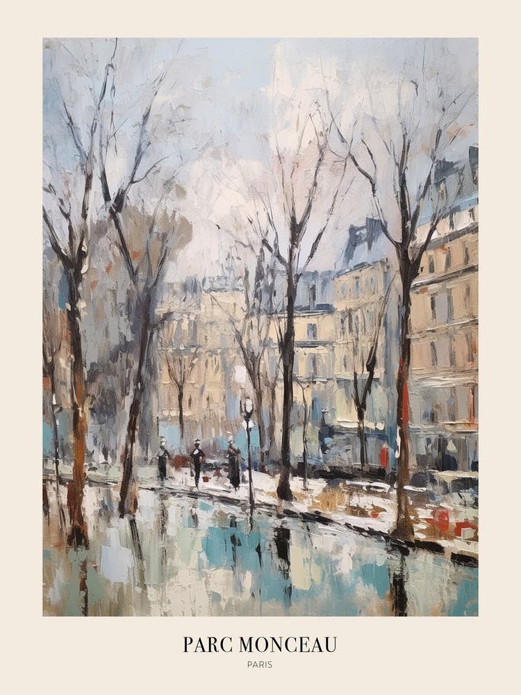 Winter City Park Poster Parc Monceau Paris France 4