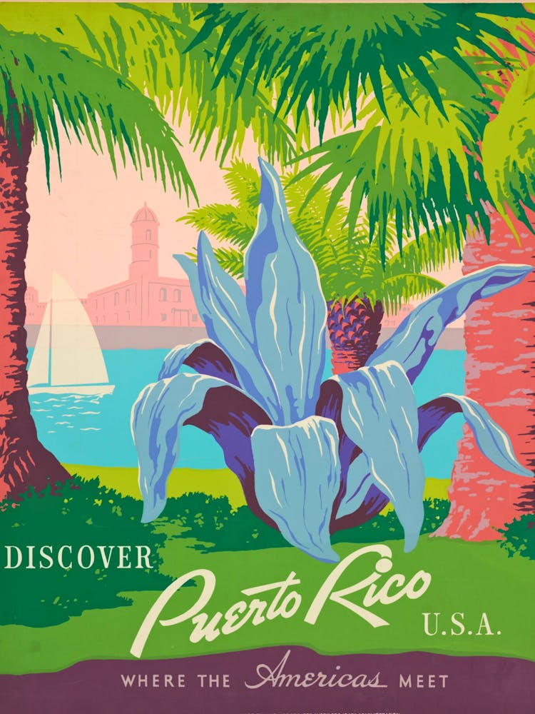 Discover Puerto Rico Retro Vintage Poster