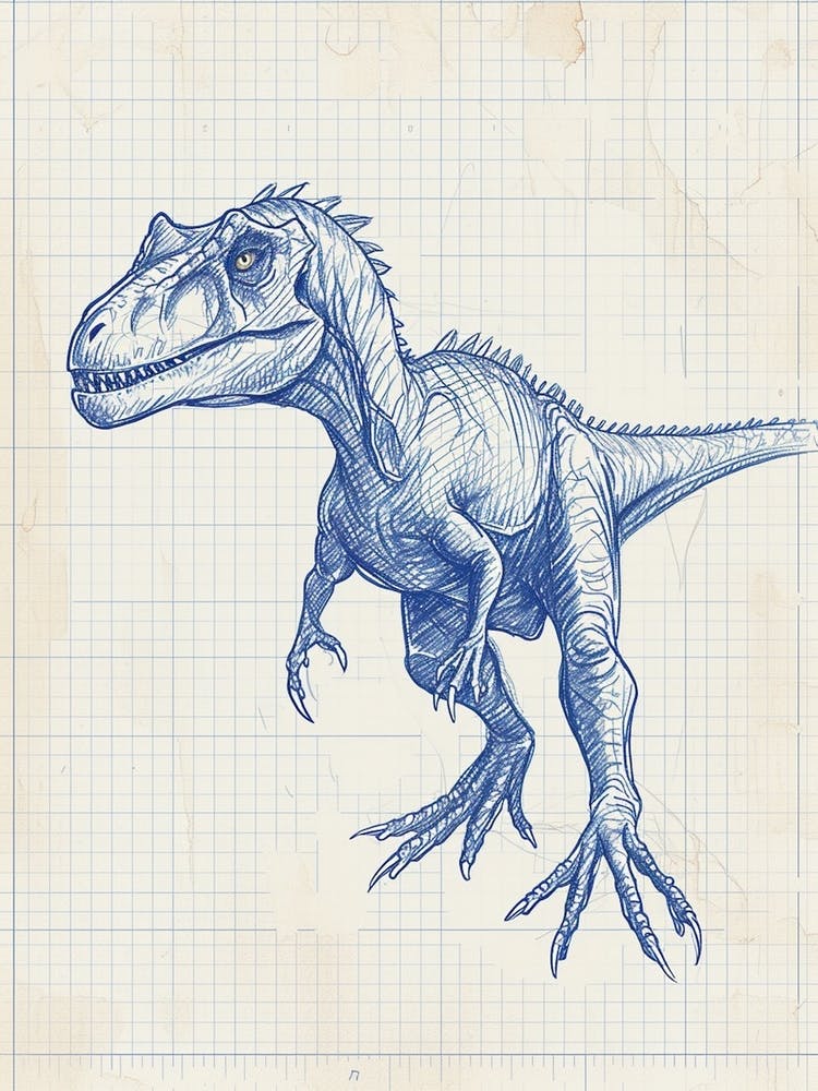 Pteranodon Dinosaur Blue Print Style 1