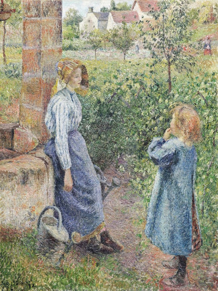 Woman And Child At The Well (1882), Camille Pissarro