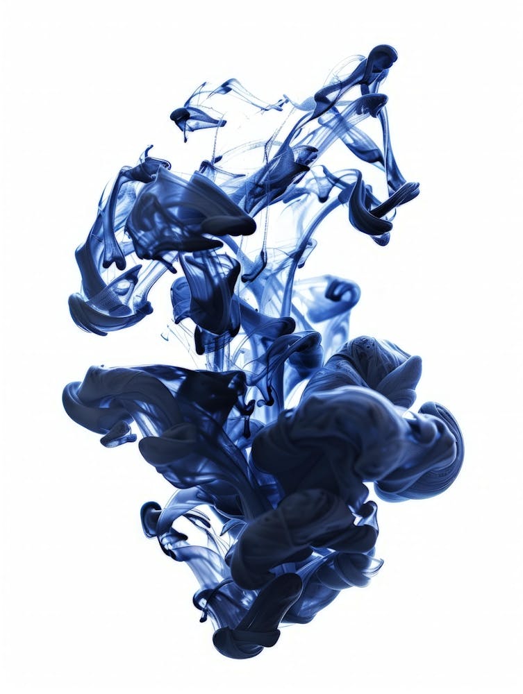 Blue Ink On White Background