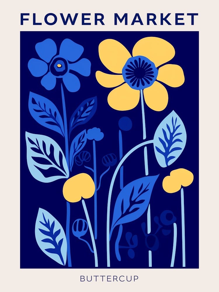 Blue Flower Market Poster Buttercup 3