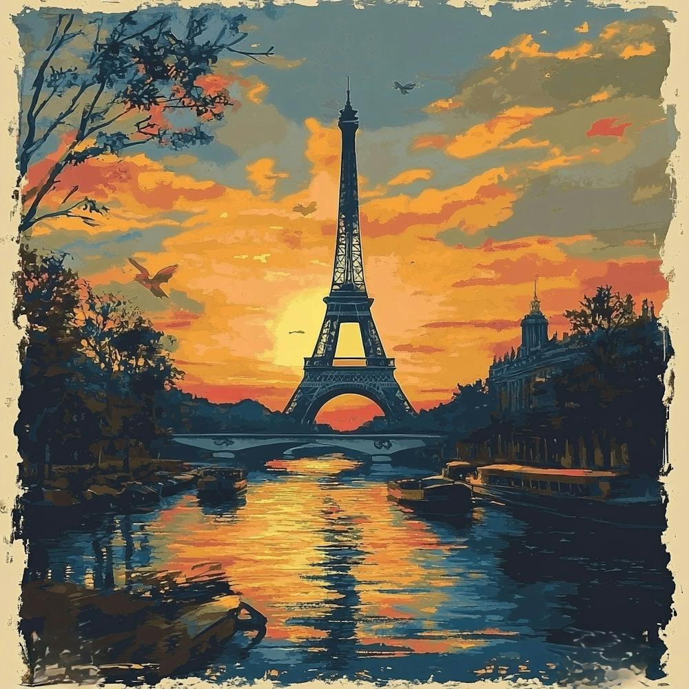 Paris At Sunset Art