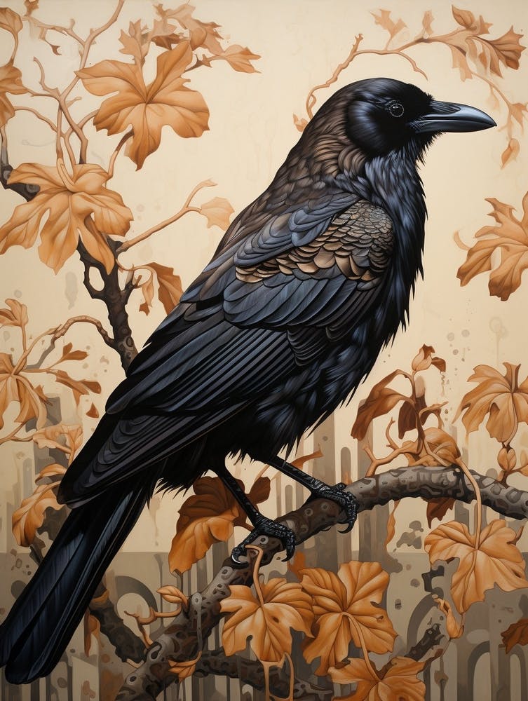 Dark And Moody Botanical Crow 1