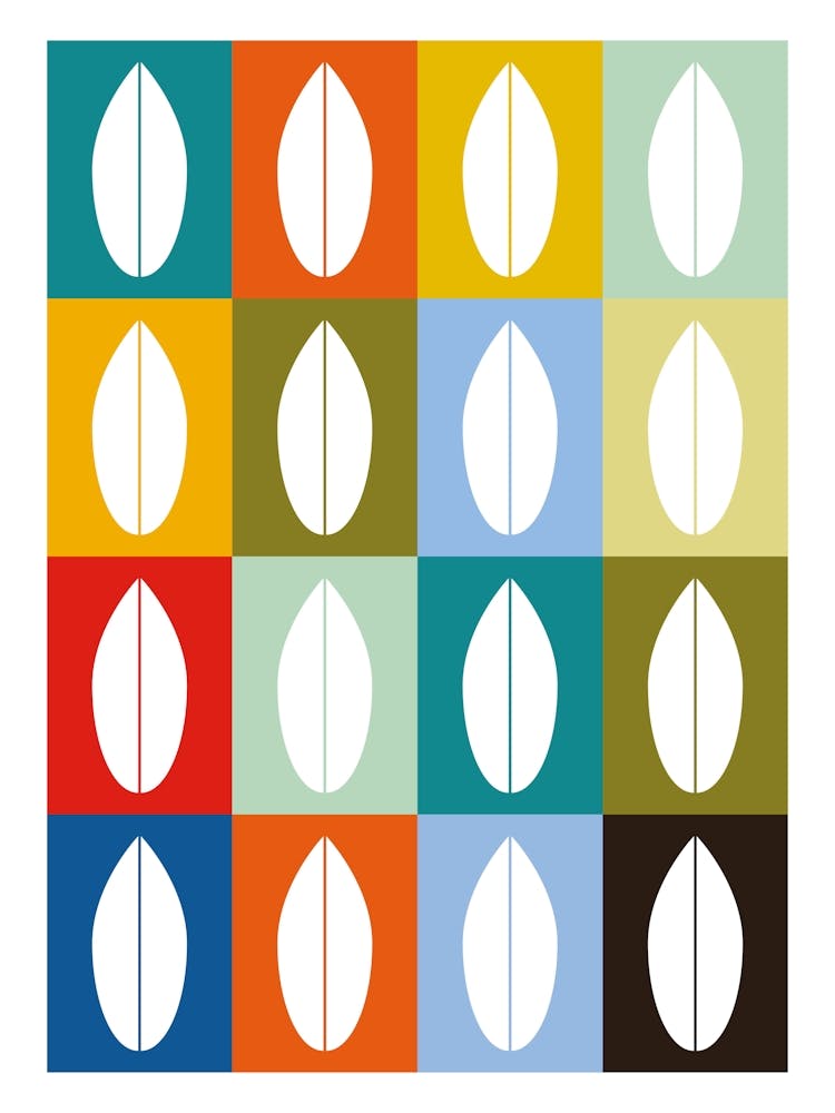 Mid Century modern Leaves Print