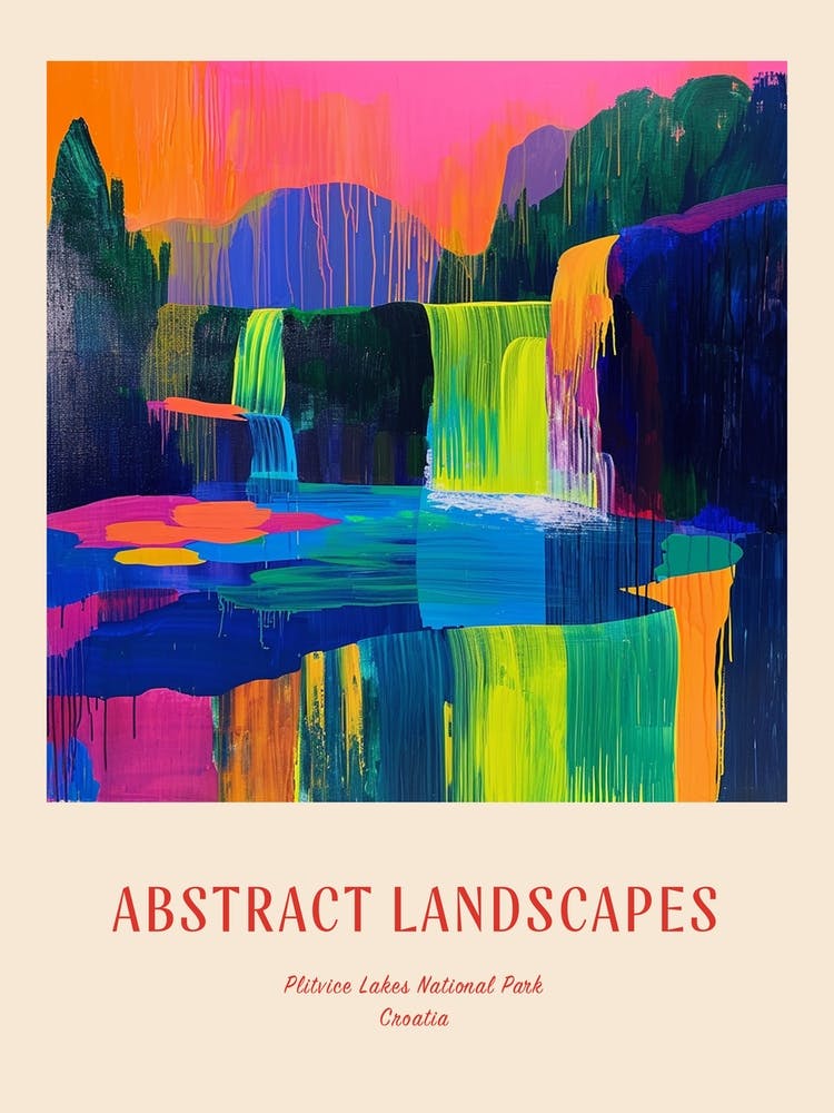 Colourful Abstract Plitvice Lakes National Park Croatia 6 Poster