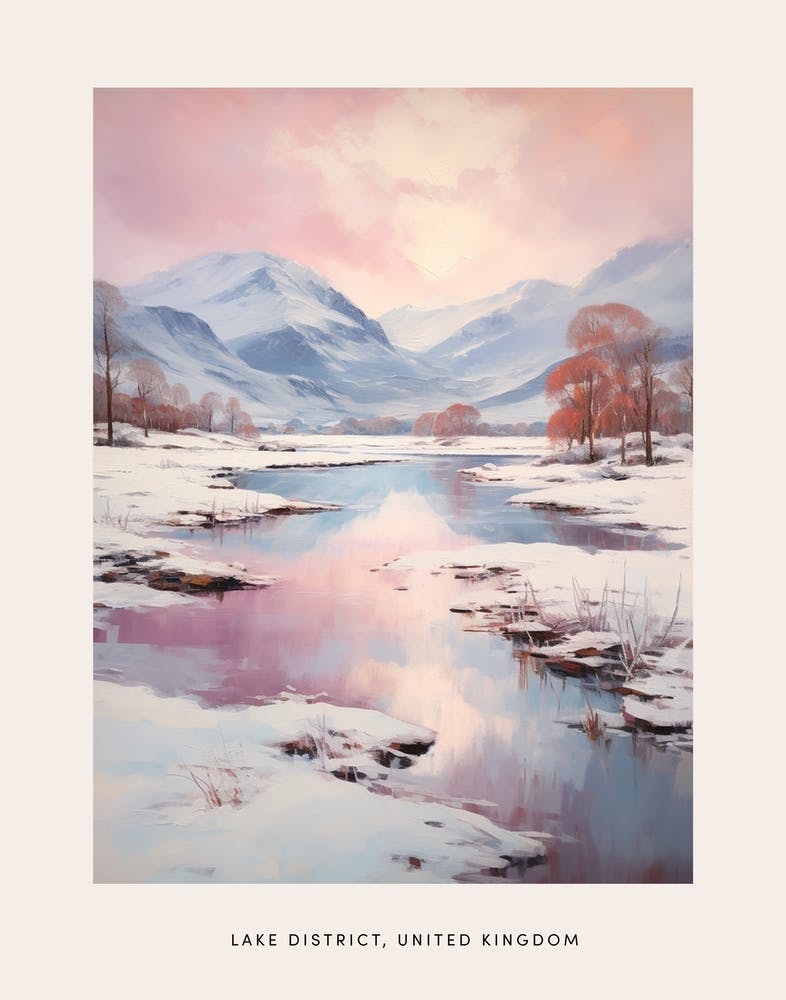 Verträumtes Winter-Poster Lake District Vereinigtes Königreich 3