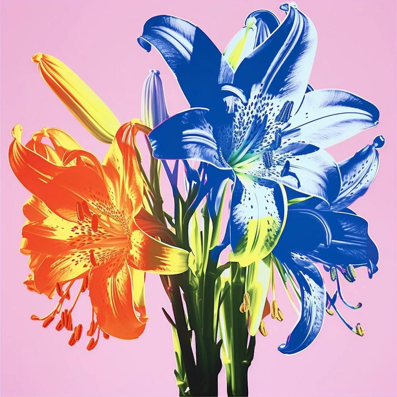 Andy Warhol Style Pop Art Flowers Lily 1 Square