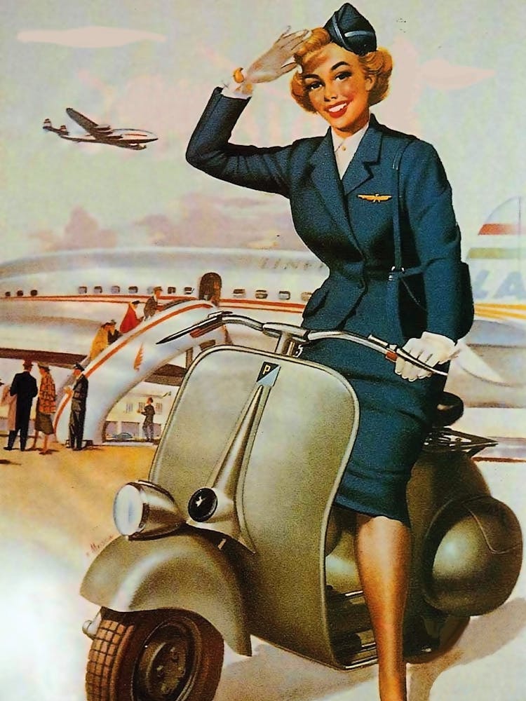 Stewadress On Moped