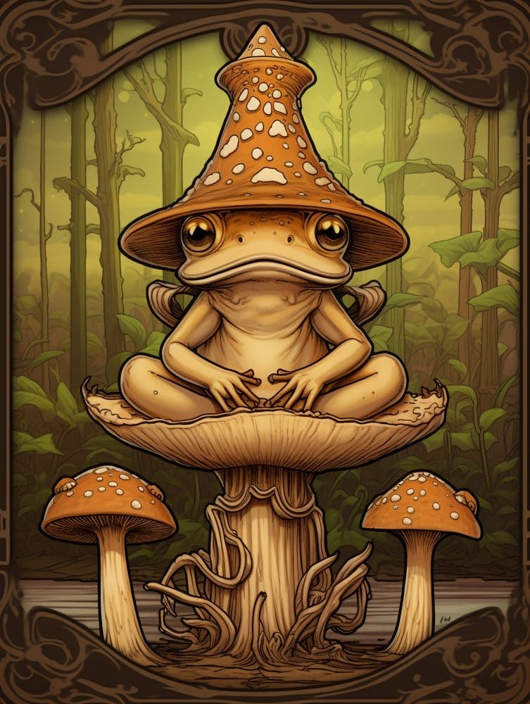 Wood Frog On A Throne Storybook Style 4