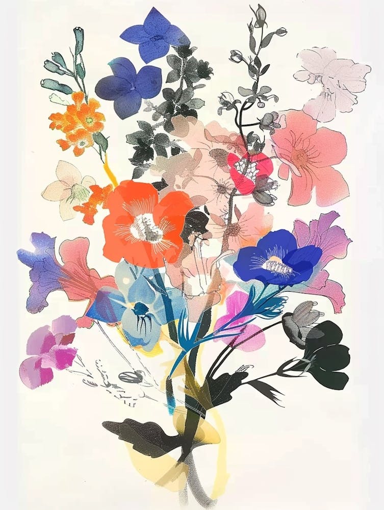 Larkspur Collage Flower Bouquet