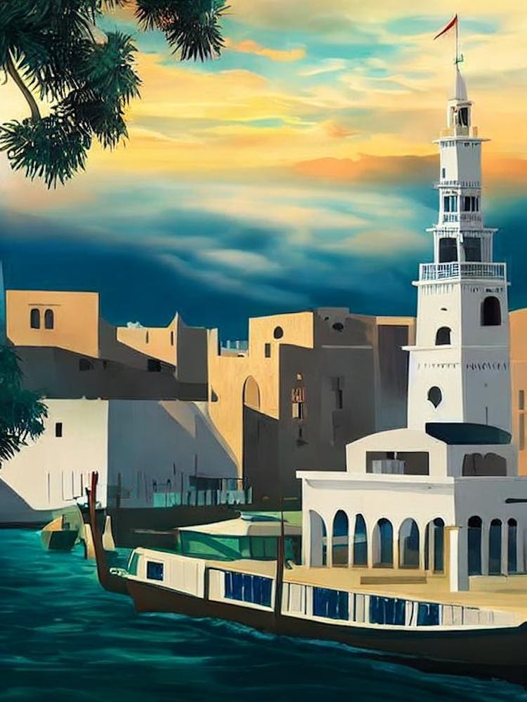 Port Of Tripoli Libya Vintage Poster harbour