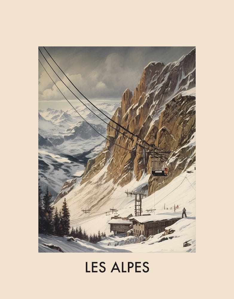 Les Alpes 2 Vintage Reiseplakat