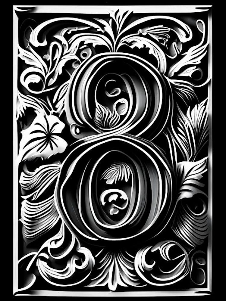 8, Number, Education Linocut I