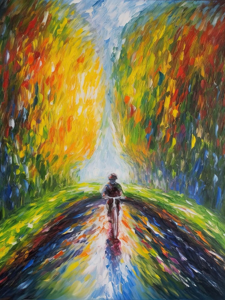 Cycling In The Style Of Monet 1