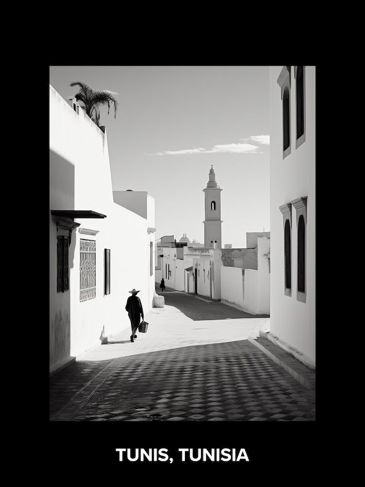 Poster Of Tunis, Tunisia, Mediterranean Black And White Photography Analogue 3