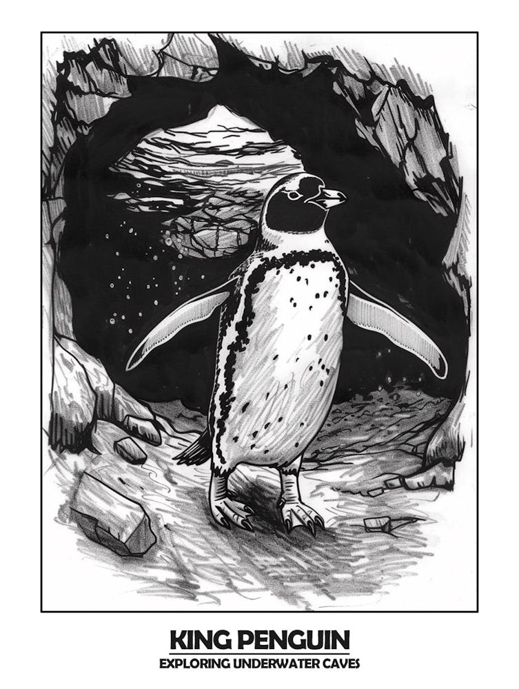 Penguin Exploring Underwater Caves Poster 4