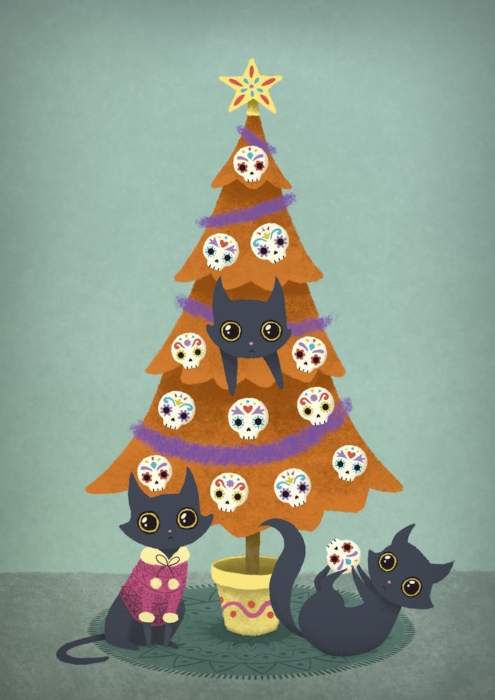Meowy Christmas Sugar Skulls