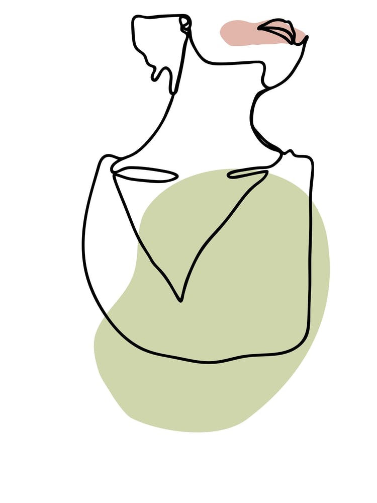 Female Face Torso Line Art