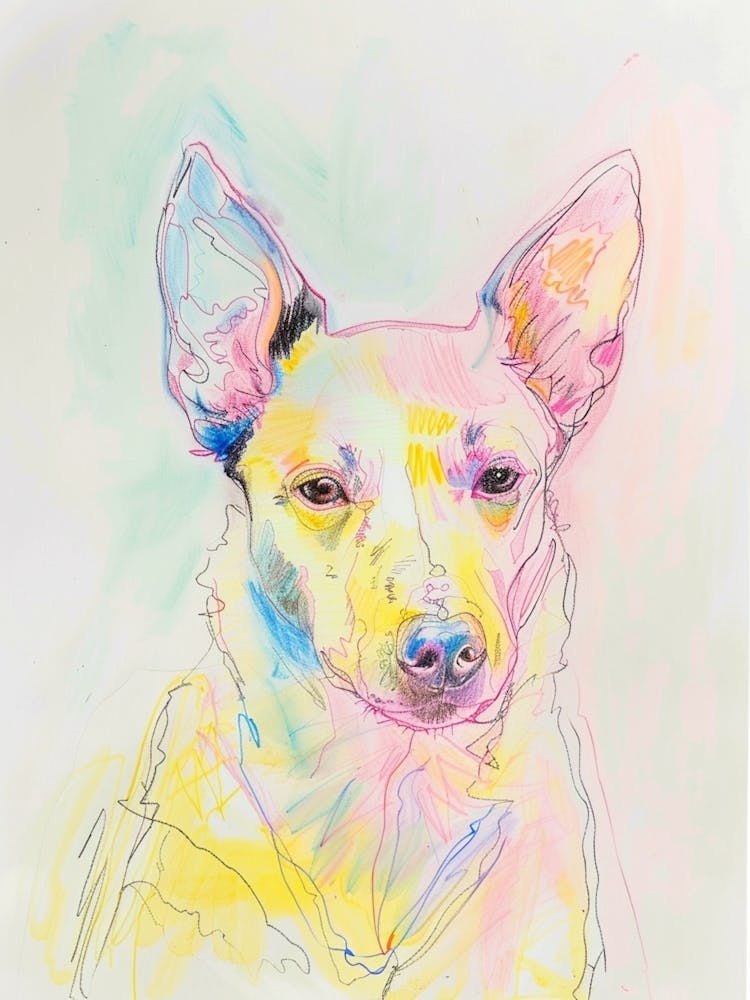Dog Pastel Line Pink Yellow Illustration