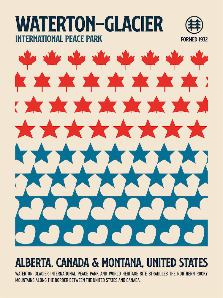 Waterton National Park Retro Travel Print