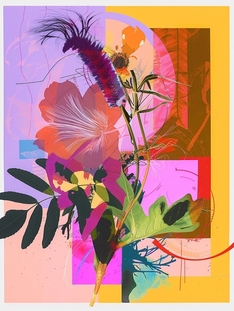 Prairie Clover 2 Neon Flower Collage