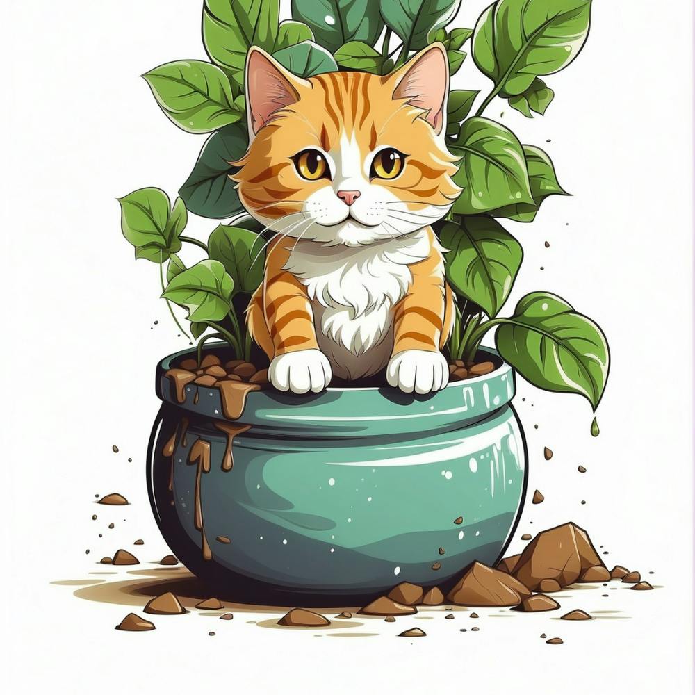 Cat In Pot