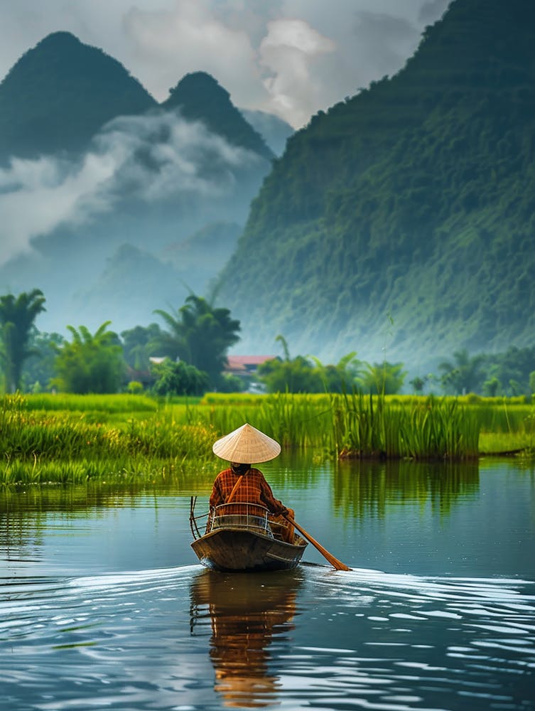 Woman In A Boat On A River 1