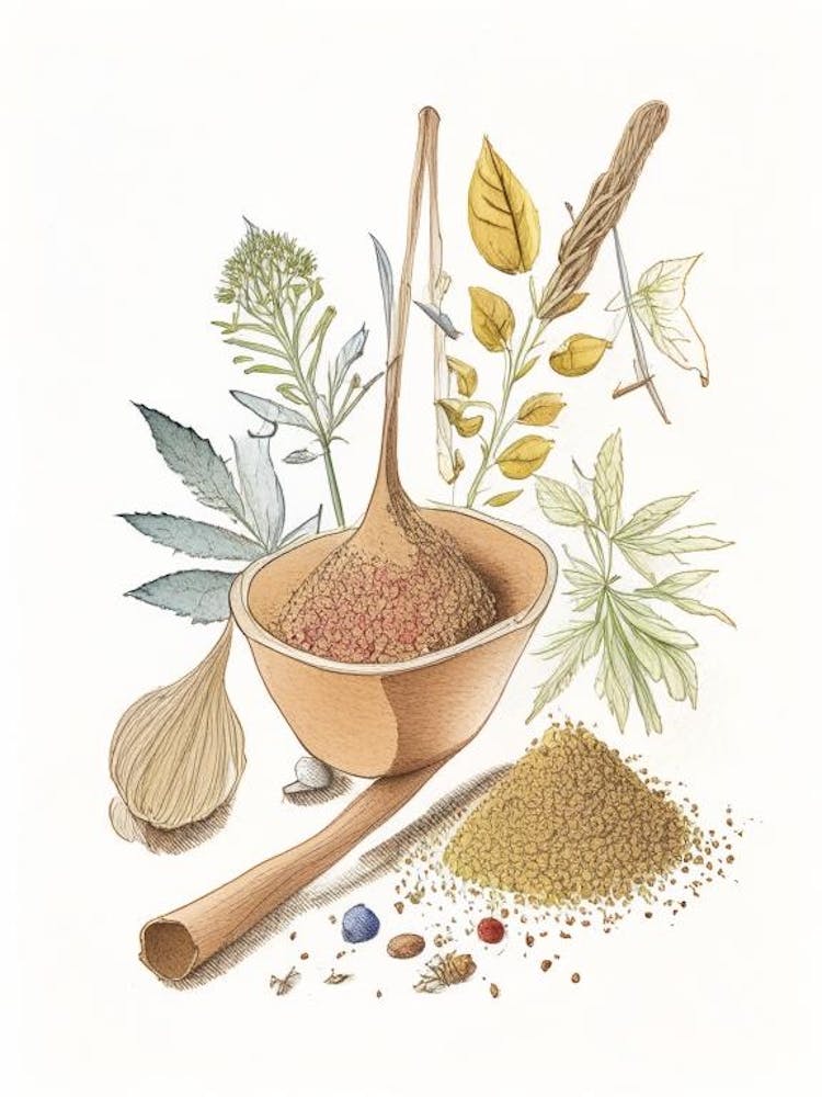 Mace Spices And Herbs Pencil Illustration 2