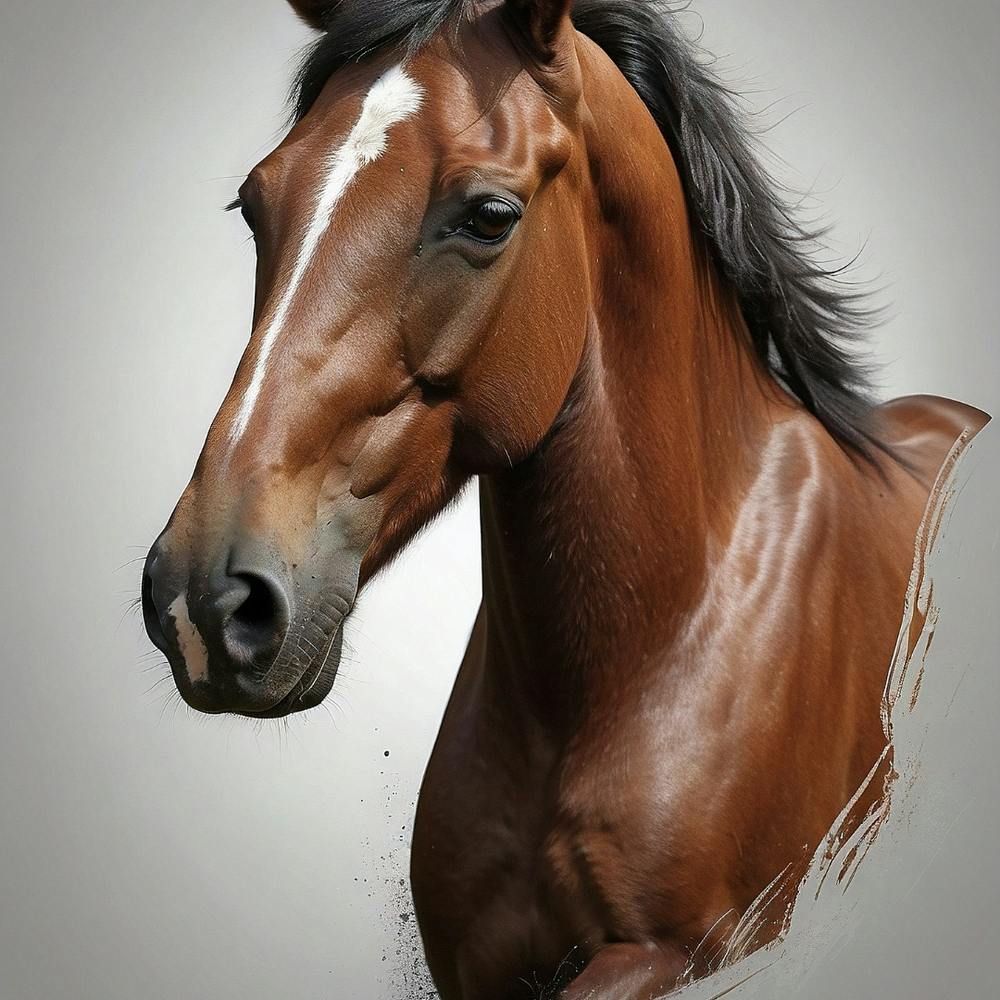 Horse Running On Grey Background